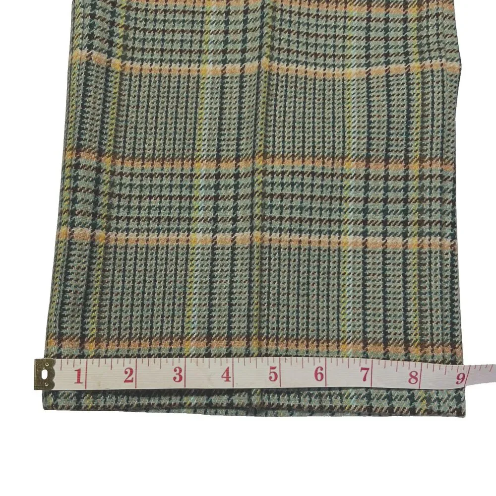 Sisley Womens 42 Small Green Plaid 25 % Wool Blend Cropped Pants Boho Retro Chic - Picture 16 of 16